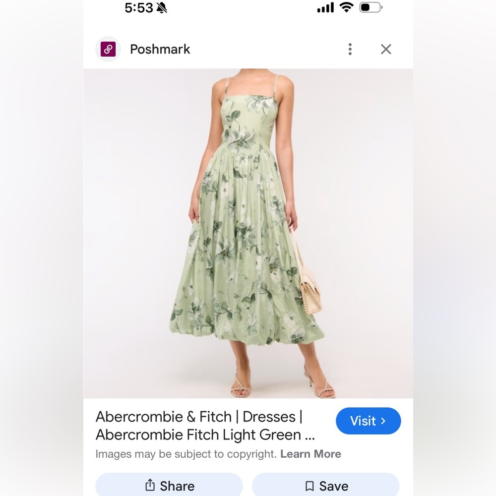 Abercrombie & Fitch Mint Green Floral A-Line Skirt
